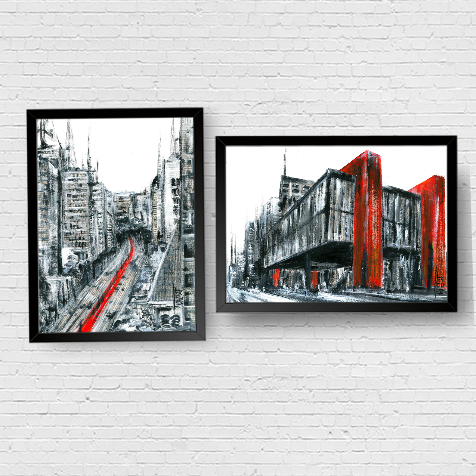 Conjunto de Quadro decorativo São Paulo Avenida Paulista e MASP P&B