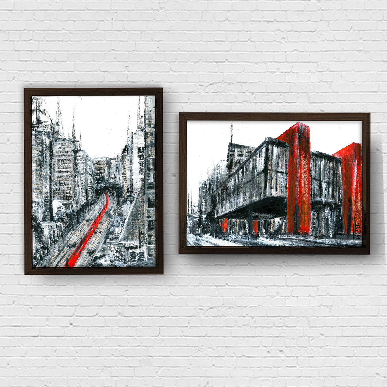 Conjunto de Quadro decorativo São Paulo Avenida Paulista e MASP P&B