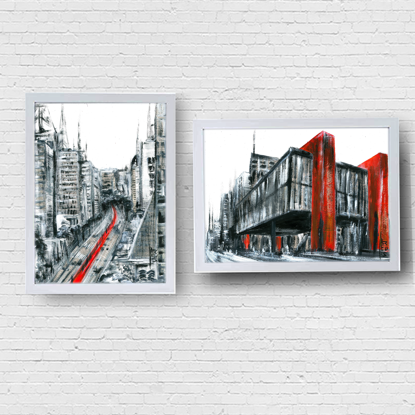 Conjunto de Quadro decorativo São Paulo Avenida Paulista e MASP P&B