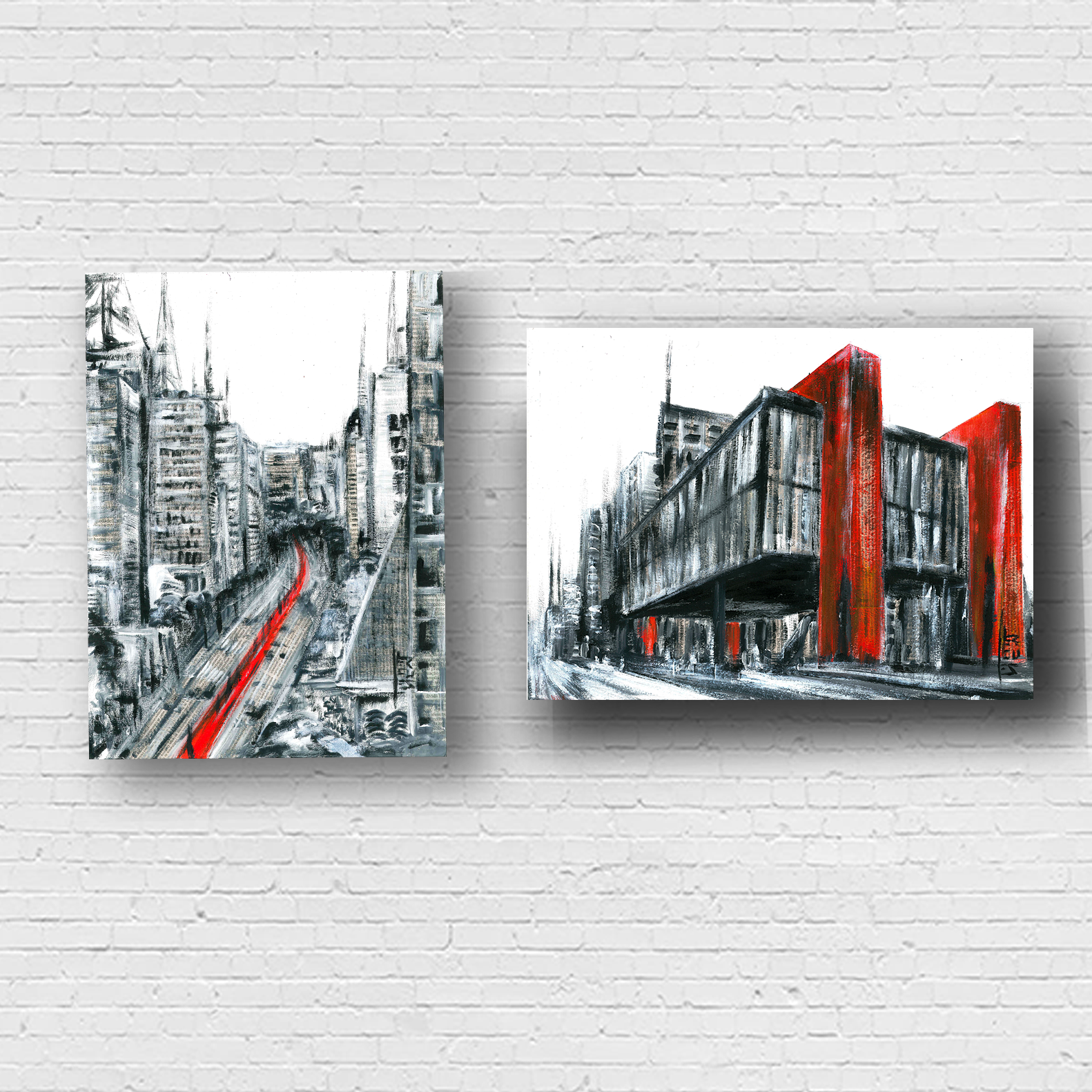 Conjunto de Quadro decorativo São Paulo Avenida Paulista e MASP P&B