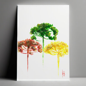 Marco de póster colorido de árboles de araucaria (juguetón) 