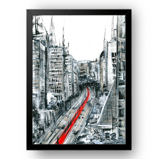 Pintura decorativa Avenida Paulista de Sao Paulo B&amp;N 