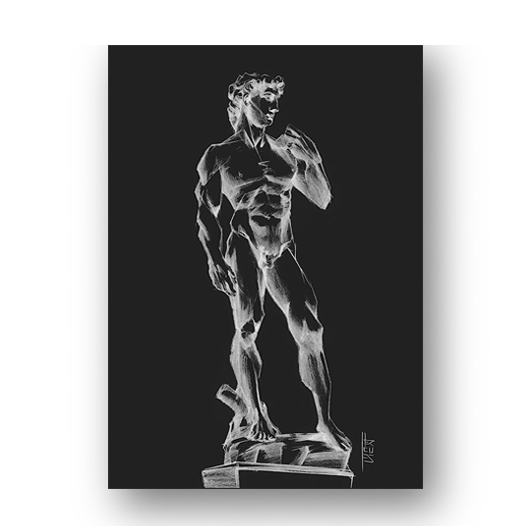 Póster de anatomía con marco David de Miguel Ángel en blanco y negro 
