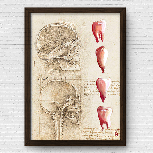 Marco cartel anatomía corazón fondo bosquejo Leonardo Da Vinci 