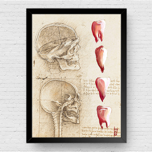 Marco cartel anatomía corazón fondo bosquejo Leonardo Da Vinci 