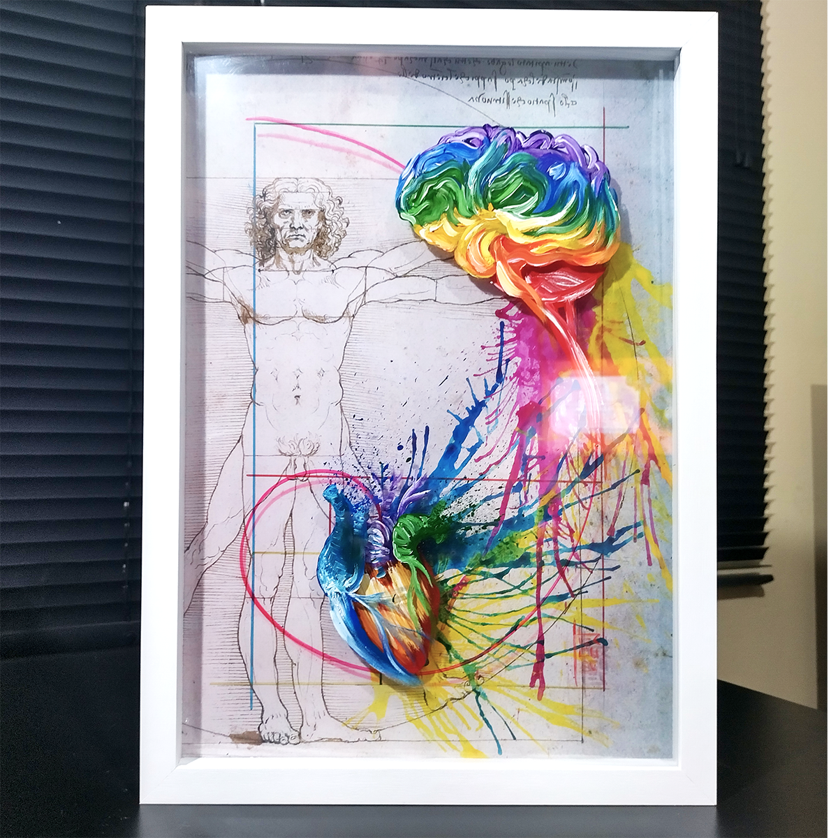 Anatomía: Pintura original Emoción y Razón Secuencia de Fibonacci Colección Lúdica Leonardo Da Vinci 