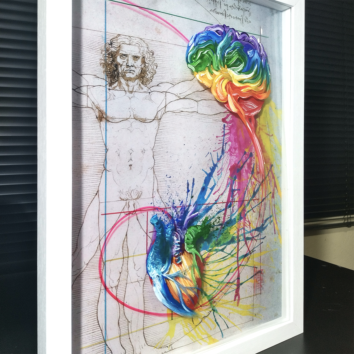 Anatomía: Pintura original Emoción y Razón Secuencia de Fibonacci Colección Lúdica Leonardo Da Vinci 
