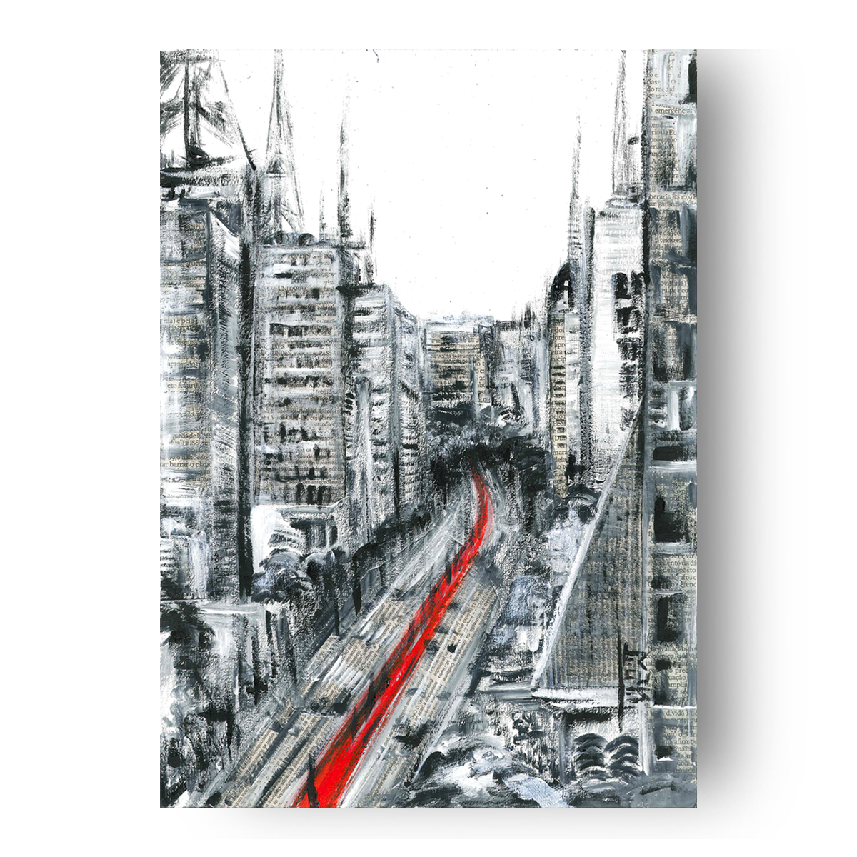 Pintura decorativa Avenida Paulista de Sao Paulo B&amp;N 