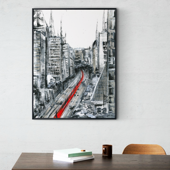 Pintura decorativa Avenida Paulista de Sao Paulo B&amp;N 