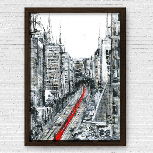 Pintura decorativa Avenida Paulista de Sao Paulo B&amp;N 
