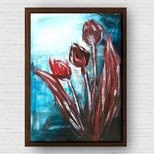 Affiche expressionniste de tulipes 