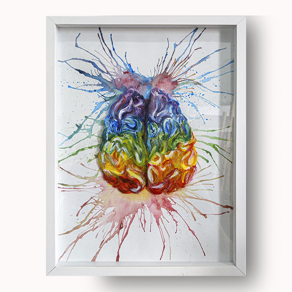Impresión de lienzo de anatomía: Pintura original Cerebro juguetón