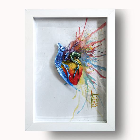 Cuadro decorativo Anatomía: Cuadro original Corazón Fondo colorido lúdico