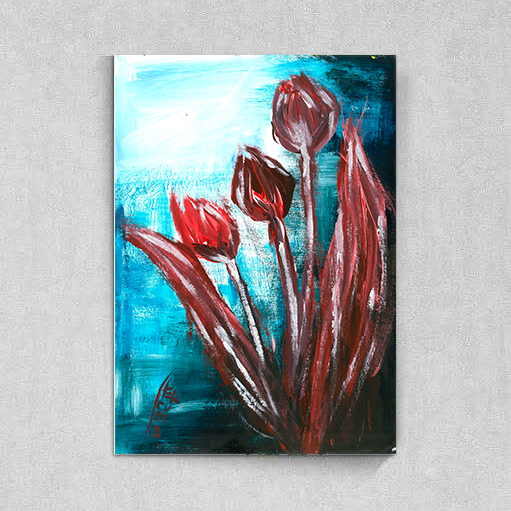 Affiche expressionniste de tulipes 