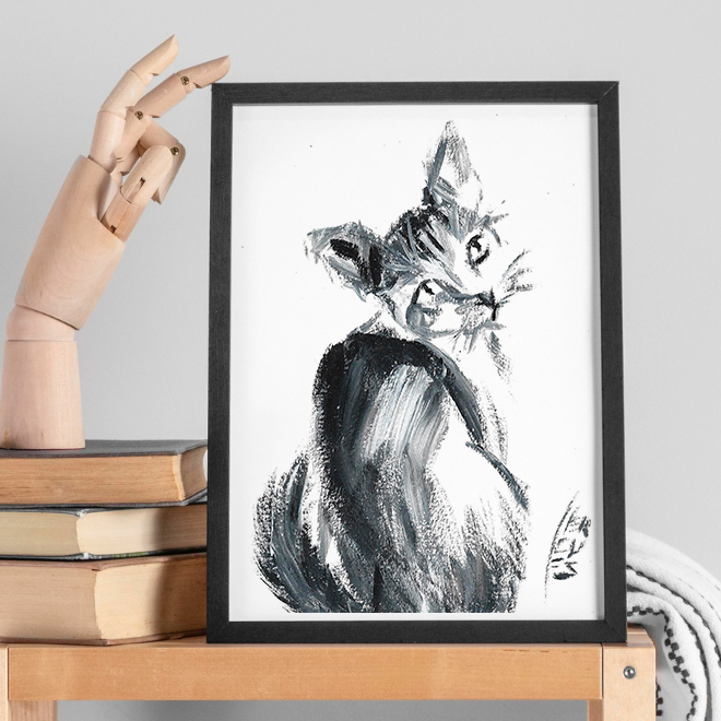 Gato de cepillo suelto Póster