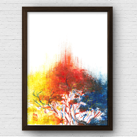 Cadre d'affiche Trois arbres (ludique) 