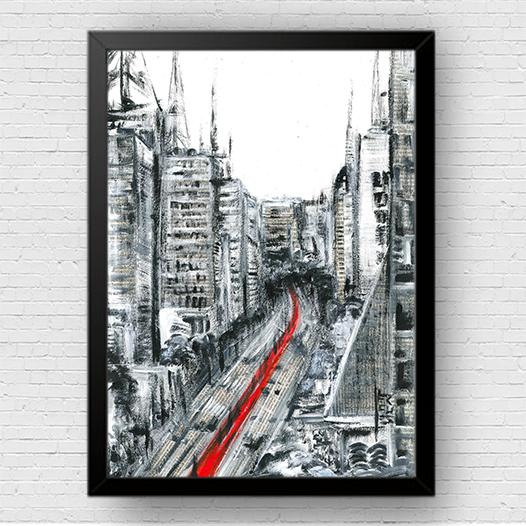 Pintura decorativa Avenida Paulista de Sao Paulo B&amp;N 