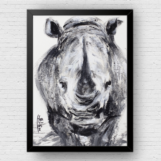 Cadre d'affiche rhinocéros brossé 
