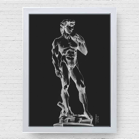 Póster de anatomía con marco David de Miguel Ángel en blanco y negro 