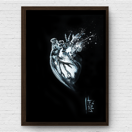 Quadro pôster anatomia coração Preto e branco P&B