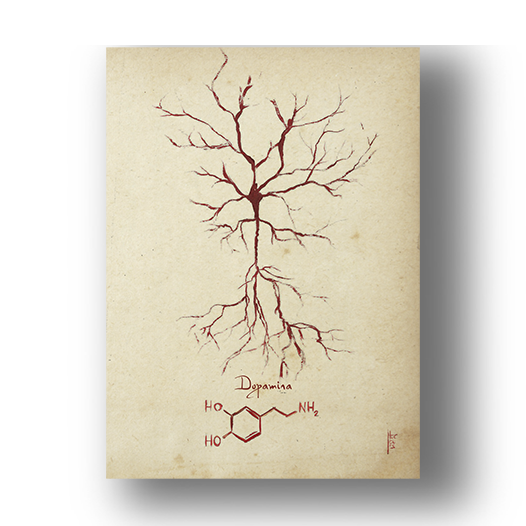 Marco de póster de anatomía: neurotransmisor de dopamina con fórmula molecular 