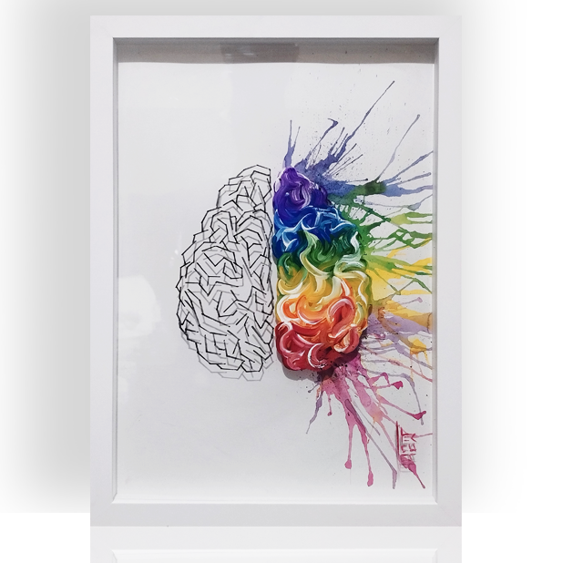 Impresión de lienzo de anatomía: Pintura original Cerebro juguetón