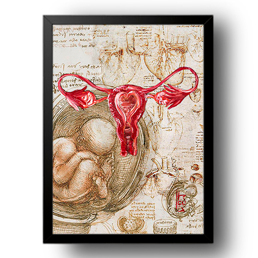 Marco de póster de anatomía: boceto del fondo del útero Leonardo Da Vinci