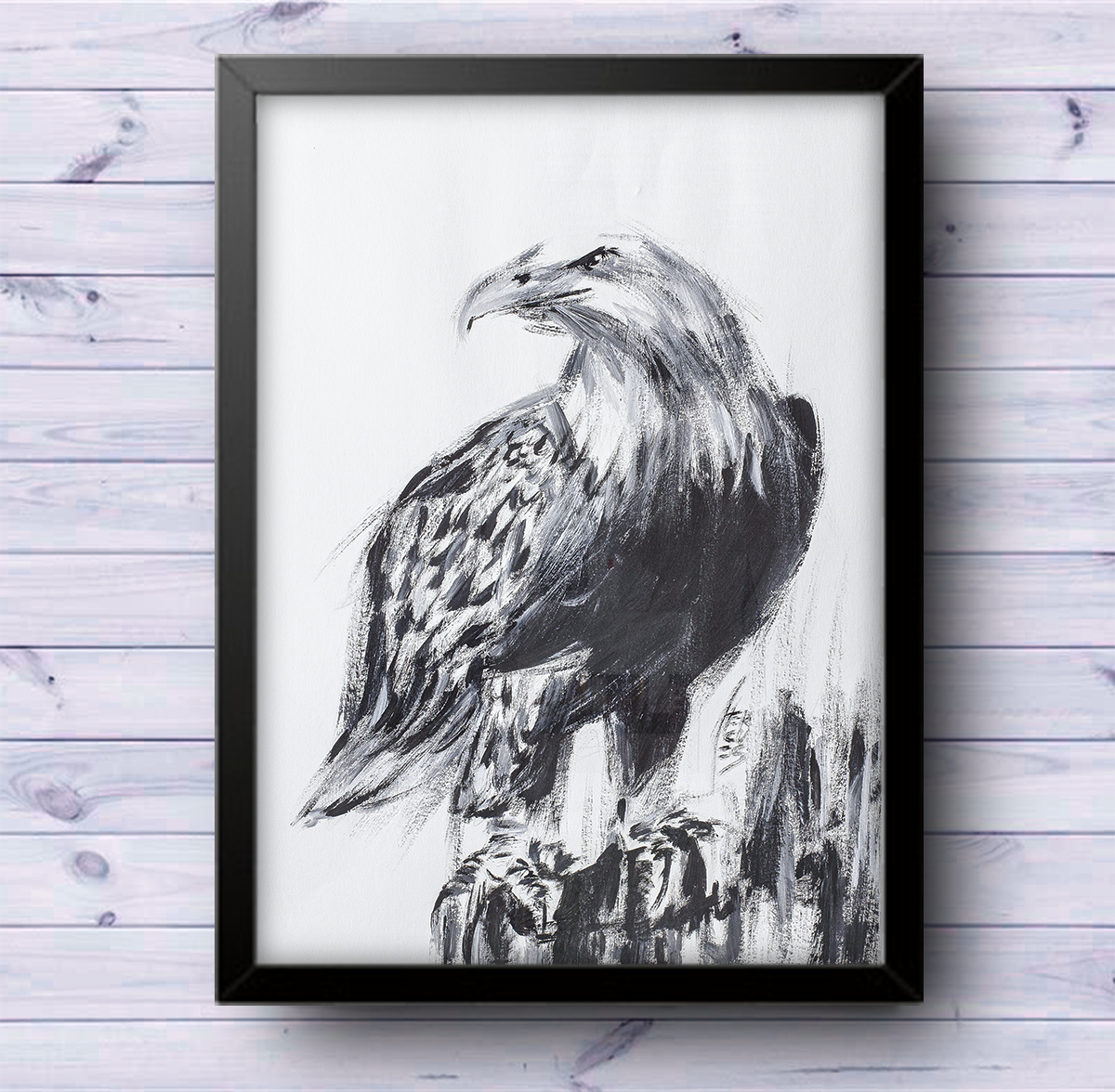 Affiche d'aigle noir et blanc