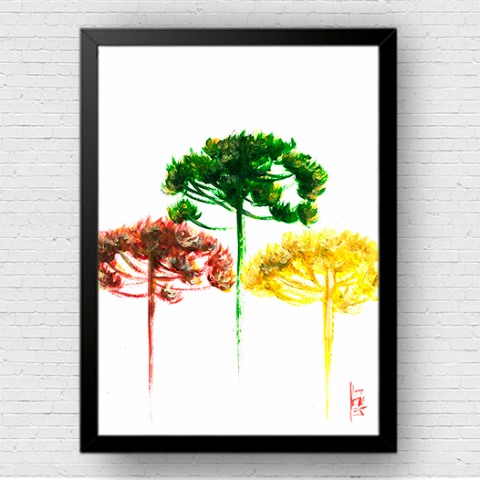 Marco de póster colorido de árboles de araucaria (juguetón) 