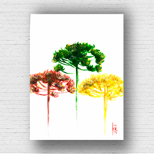 Marco de póster colorido de árboles de araucaria (juguetón) 