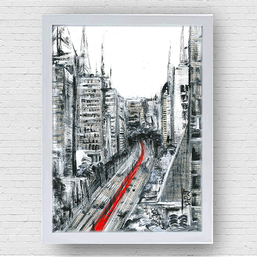 Pintura decorativa Avenida Paulista de Sao Paulo B&amp;N 