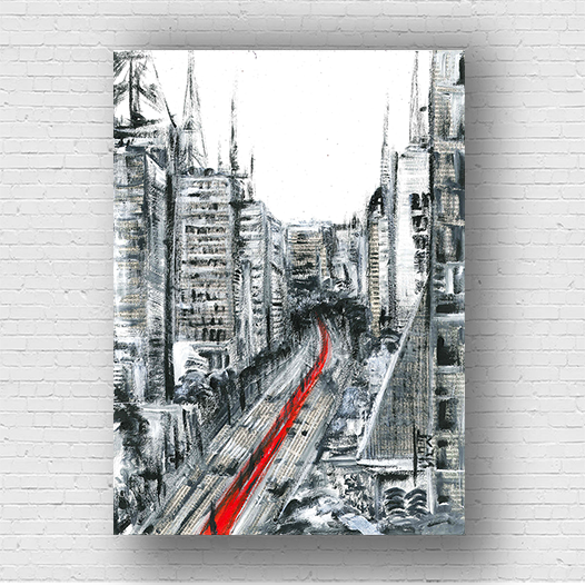 Pintura decorativa Avenida Paulista de Sao Paulo B&amp;N 