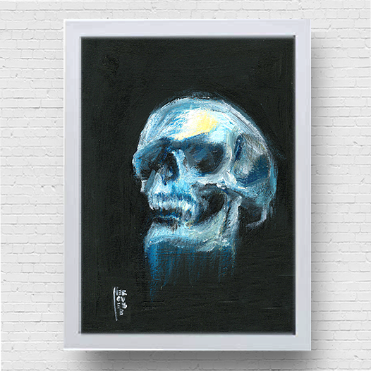 Marco de póster de anatomía: calavera azul 