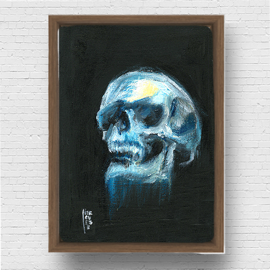 Marco de póster de anatomía: calavera azul 