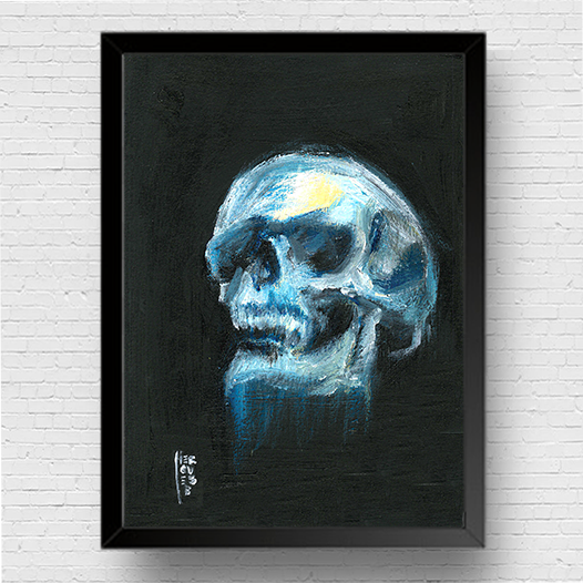 Marco de póster de anatomía: calavera azul 
