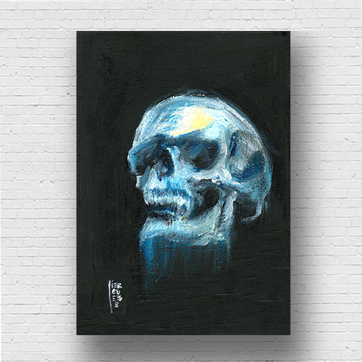 Marco de póster de anatomía: calavera azul 