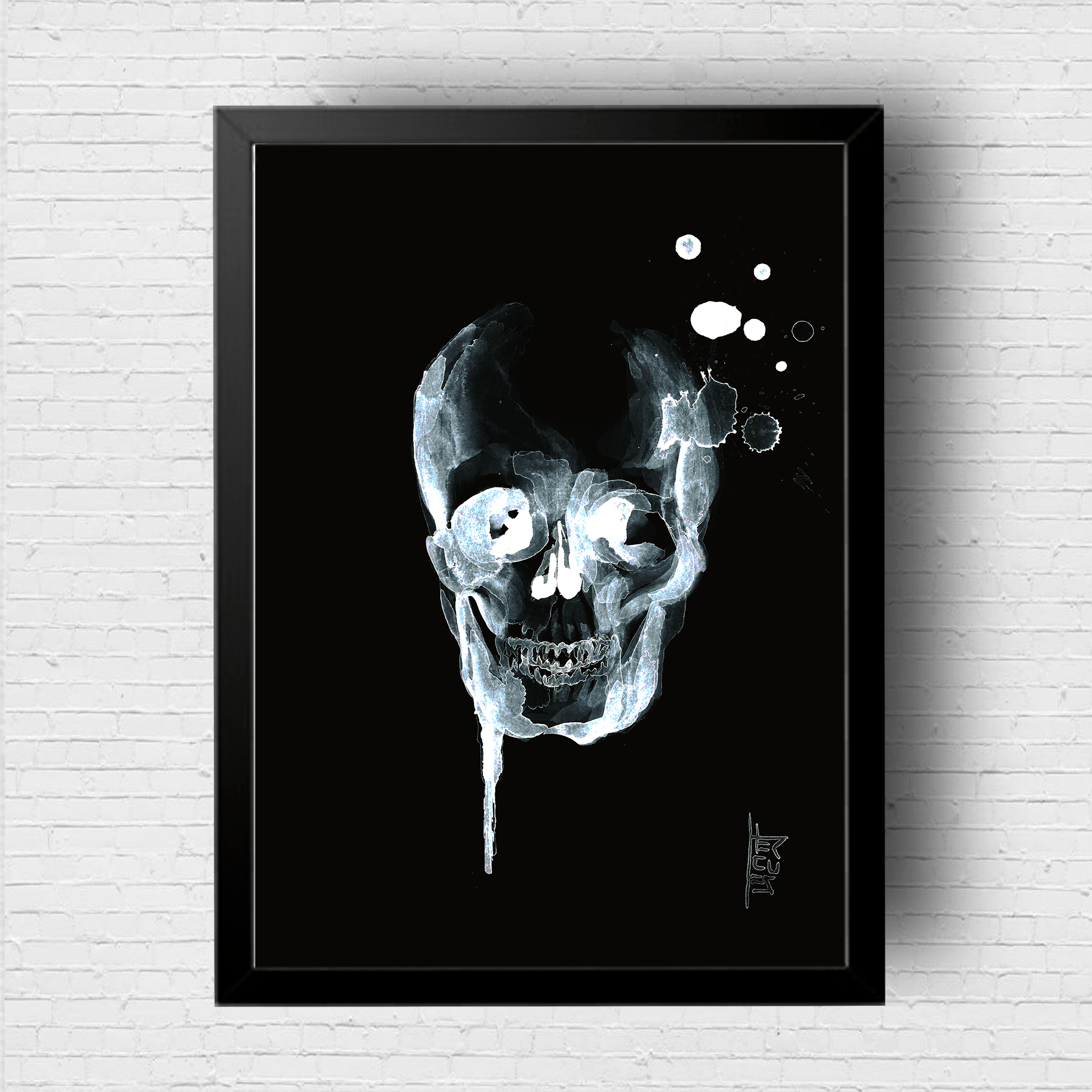 Marco de póster de anatomía: Cráneo frontal Fondo negro