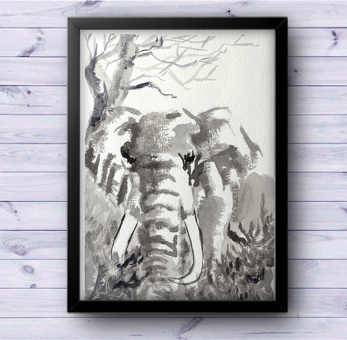 Affiche à l'encre d'éléphant