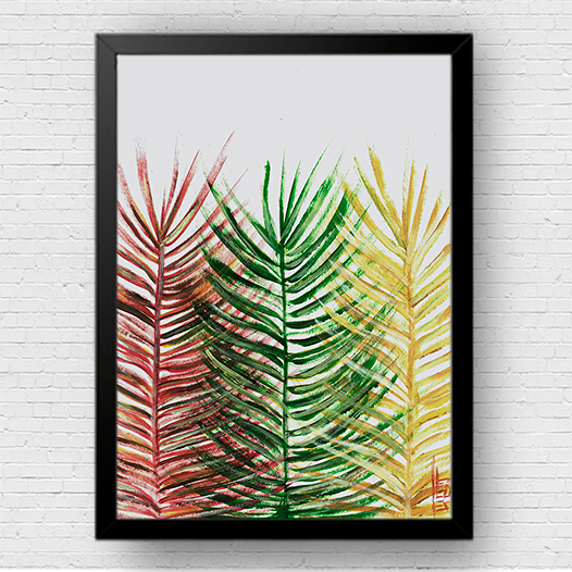 Affiche de feuilles de palmier colorées (ludique) 
