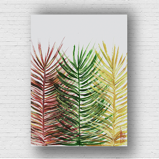 Affiche de feuilles de palmier colorées (ludique) 