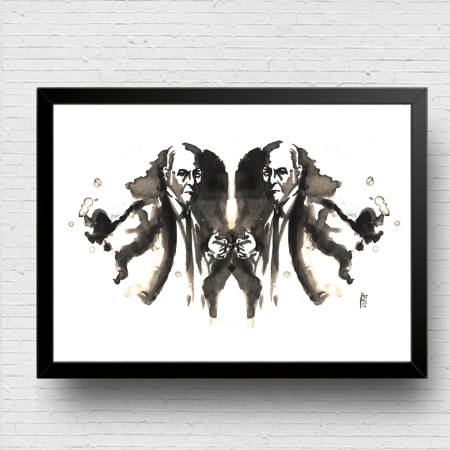 Cadre d'affiche Sigmund Freud : Série de tests de Rorschach en noir et blanc 