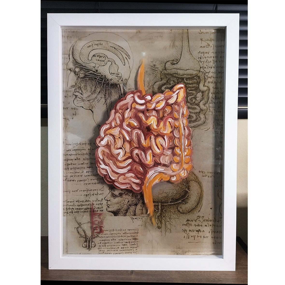 Cuadro Anatomía: Cuadro original Conexión entre cerebro e intestino (Colección Leonardo Da Vinci) 