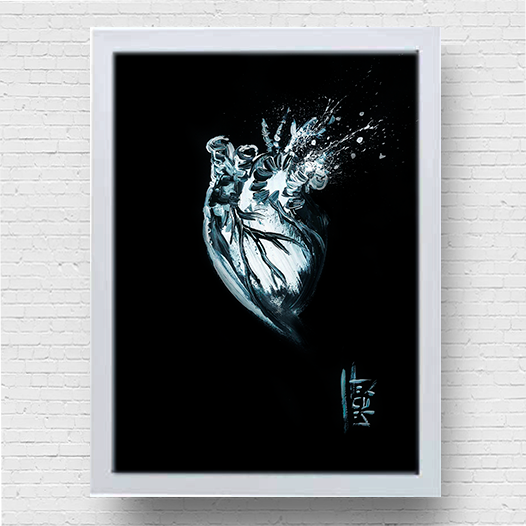 Quadro pôster anatomia coração Preto e branco P&B