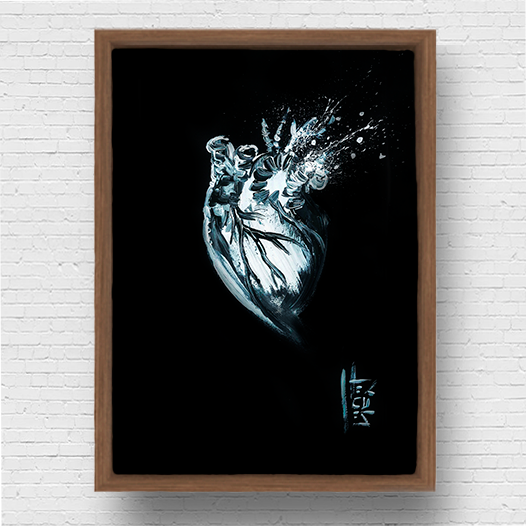 Quadro pôster anatomia coração Preto e branco P&B