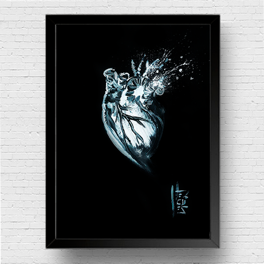 Quadro pôster anatomia coração Preto e branco P&B