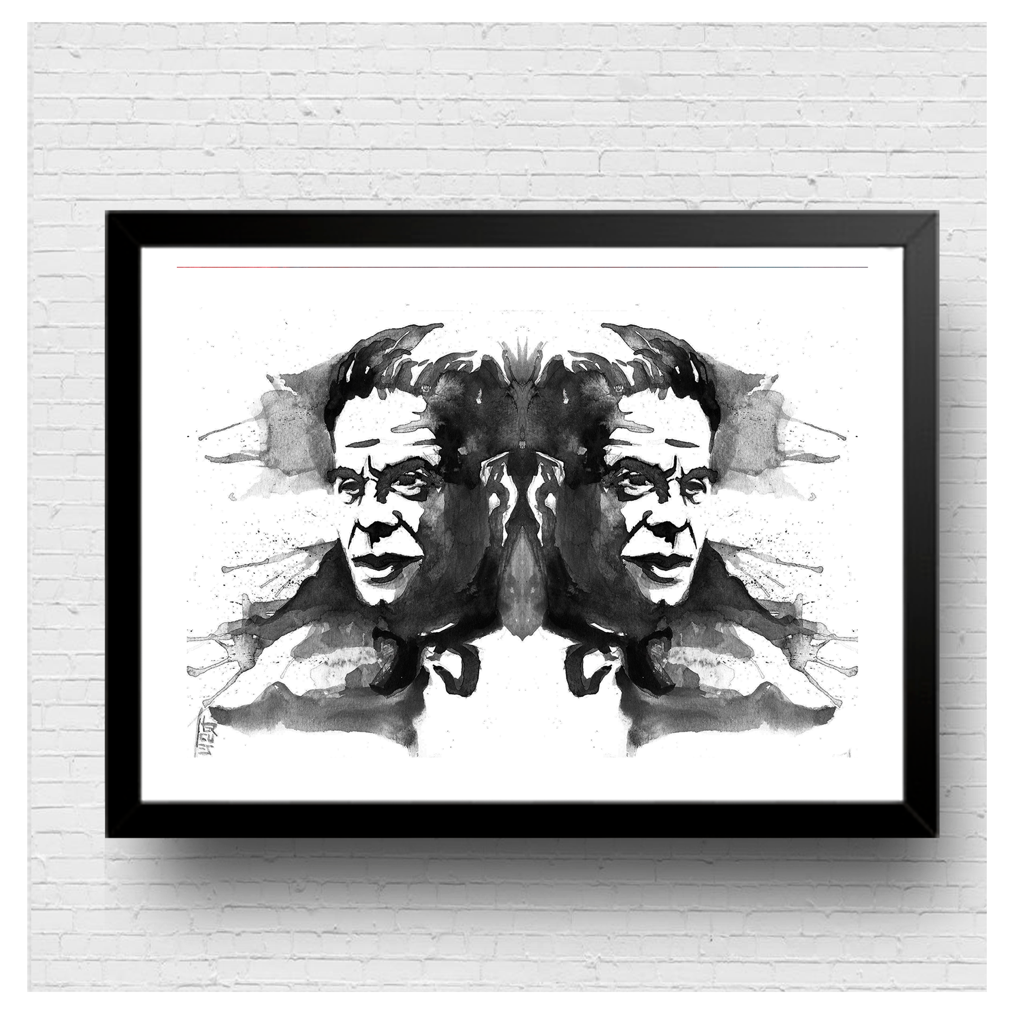 Affiche Jacques Lacan : Série de tests de Rorschach en noir et blanc 