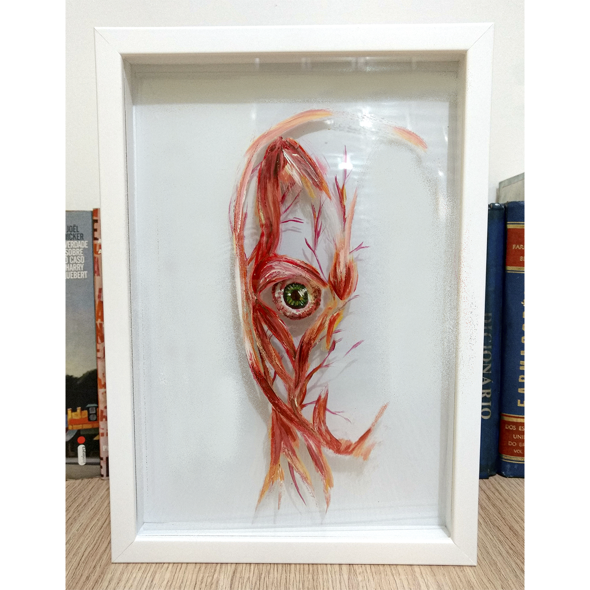 Pintura Anatomía: Globo ocular con parte del músculo facial - Fondo blanco 